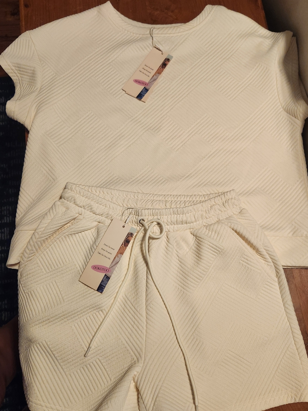 Cream Textured Loungewear Set